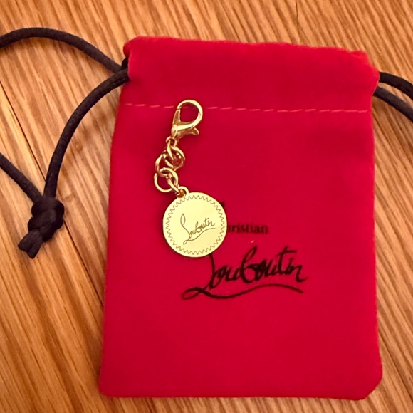 Christian Louboutin Red Velvet Pouch with Gold Charm - Picture 4 of 4